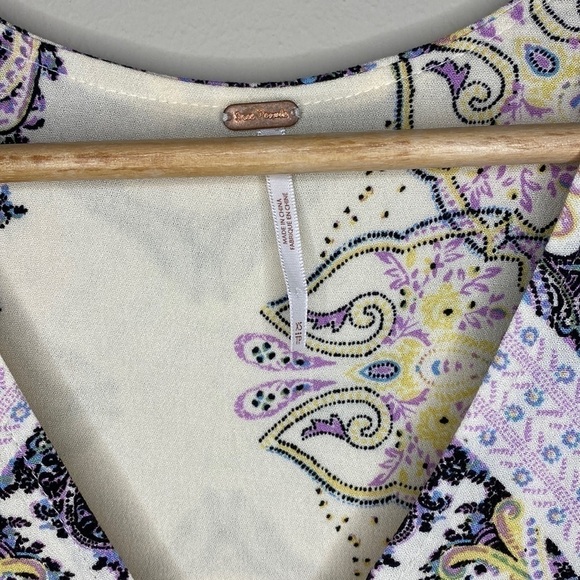 Free People Tunic GirlTalk Boho Blouse Puff Balloon Sleeves Side Pockets Size XS - Picture 8 of 16